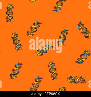 pattern dna science hand drawn vector. genetic helix gene, biotechnology molecule, medical structure dna science sketch illustration Stock Vector