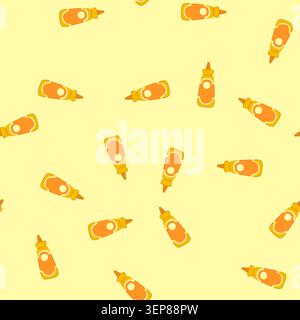 pattern spread mustard bottle cartoon. sandwich hotdog, burger picnic, kitchen pantry spread mustard bottle sign. seamless vector illustration Stock Vector