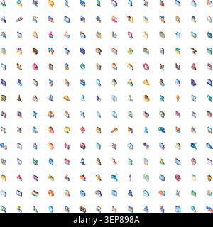 Set of isometric icons creating a large collection of symbols for business, technology, finance, travel, education, health, and general lifestyle appl Stock Vector