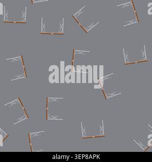 pattern equipment folding table cartoon. comfor metal, empty single equipment folding table sign. seamless vector illustration Stock Vector