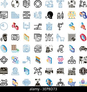 Visualizing a comprehensive collection of diverse modern concepts and themes, encompassing healthcare, finance, logistics, technology, education, envi Stock Vector