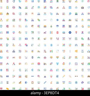 Diverse set of user interface vector icons featuring various themes and concepts, suitable for apps, websites, presentations, and modern design projec Stock Vector