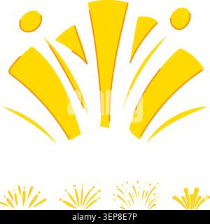 Abstract yellow sparkle and fireworks burst collection providing vector elements for celebration, festivity, energy, and joy, suitable for various gra Stock Vector