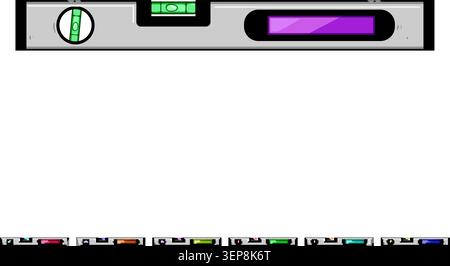 Spirit level displaying bubble indications for determining horizontal and vertical planes, a crucial tool for accurate construction, diy projects, and Stock Vector