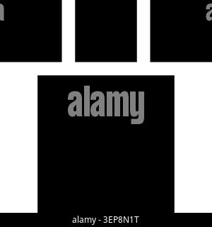 Abstract block shapes creating a bold, geometric symbol from solid black and white elements, conveying a minimalist design and a foundational structur Stock Vector