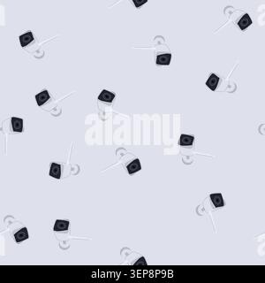 pattern privacy ip camera cartoon. system technology, control cam, guard internet privacy ip camera sign. seamless vector illustration Stock Vector
