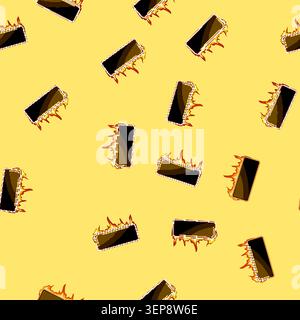 seamless pattern bar fire game button cartoon. spaceship robot, 2d planet, sun web bar fire game button sign vector Stock Vector