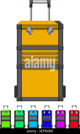 toolkit toolbox repair cartoon. toolkit toolbox repair sign colorful illustration Stock Vector