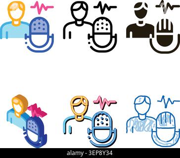 Testing Music Performance on stylized Man Icon Vector. Outline Testing Music Performance on Man Sign. Isolated Contour Symbol Stock Vector