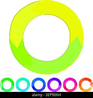 Circular arrow icon representing a continuous process, infinite loop, sequential steps, rotation, or update symbol with orange and yellow segments on Stock Vector