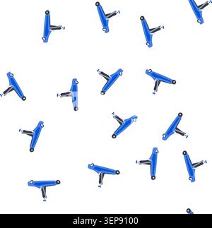 pattern blue hydraulic floor jack lifting arm and mechanism on white background, vector style illustration for automotive repair, garage maintenance, Stock Vector