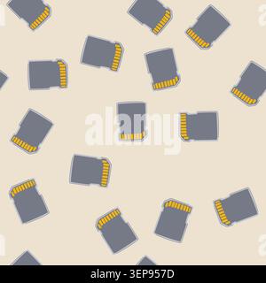 pattern music sd card cartoon. data format, device camera, smartphone tablet music sd card sign. seamless vector illustration Stock Vector