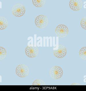 seamless pattern Circular sacred geometry design displaying overlapping golden patterns, symbolizing harmony, balance, spirituality, and universal con Stock Vector