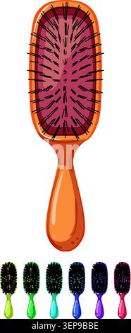 hairstyle hair brush cartoon. hairstyle hair brush sign colorful illustration Stock Vector