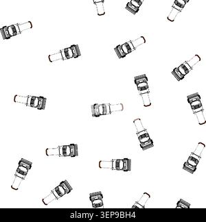 pattern supply hand cart cartoon. inventory organization, maneuverability capacity, durability convenience supply hand cart sign vector Stock Vector