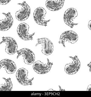 seamless pattern chocolate paste spread hand drawn. cream bread, hazelnut jar, cocoa knife, spoon butter, nut creamy chocolate paste spread black sket Stock Vector