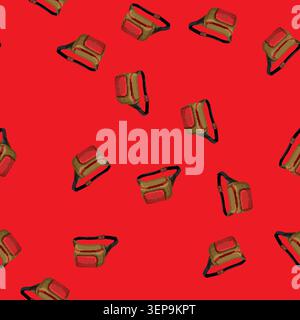 seamless pattern belt waist bag cartoon. belt waist bag sign vector Stock Vector