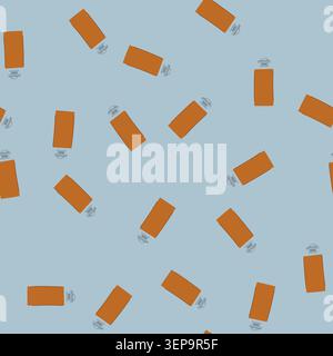 pattern metal flask alcohol cartoon. vodka brandy, hip water, rum wine metal flask alcohol sign. seamless vector illustration Stock Vector