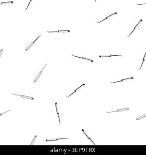 pattern Foldable hook style lockpick with steel handle isolated on white, illustrating locksmith tools, lock bypass techniques, security testing and u Stock Vector