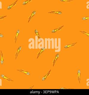 seamless pattern gun bullet flying cartoon. fire fast, gunshot flight, flash silver gun bullet flying sign vector Stock Vector