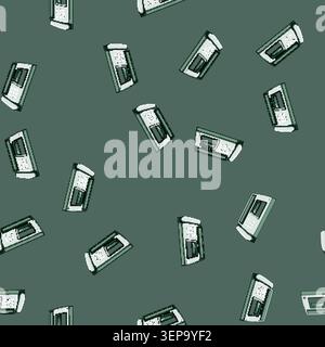 seamless pattern print fax machine cartoon. web document, paper telephone, business technology print fax machine sign vector Stock Vector
