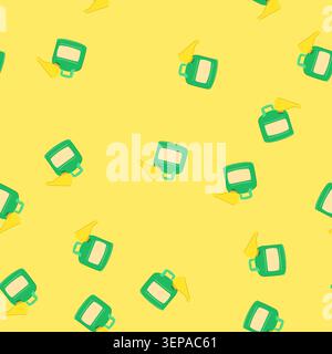 pattern petrol fuel can metal cartoon. gallon jerry, bottle container, funnel machine petrol fuel can metal sign. seamless vector illustration Stock Vector