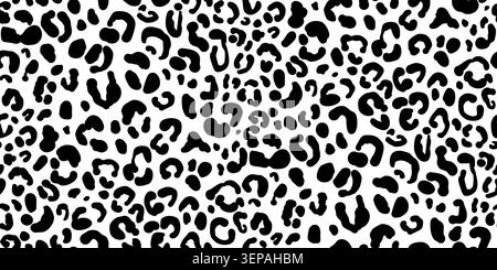 Black and white minimalist animal print pattern, leopard skin, modern spotted pattern for fabric and paper Stock Vector