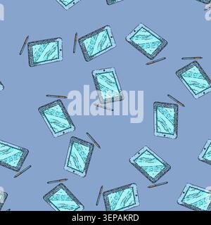 pattern tablet screen hand drawn vector. digital display, mobile device, smart template tablet screen sketch illustration Stock Vector