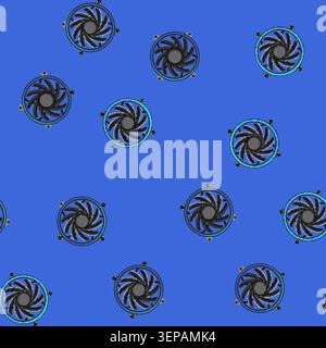 seamless pattern power cooling fan pc cartoon. equipment processor, motherboard power cooling fan pc sign vector Stock Vector
