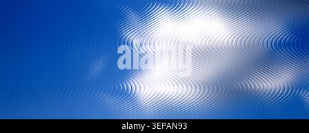 Elegant deep blue and silver wave pattern. Sleek fluid corporate backdrop with copy space. Stock Photo