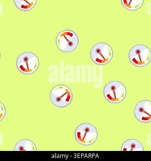 pattern gauge speedometer cartoon. dial needle, odometer tachometer, cluster dashboard gauge speedometer sign. seamless vector illustration Stock Vector