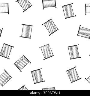 pattern Black silhouette of a section of a decorative metal fence or gate featuring vertical bars, a diamond pattern at the bottom, and ball finials o Stock Vector