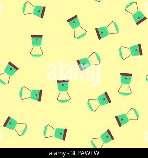 pattern fire camping lamp cartoon. lantern vintage, kerosene old fire camping lamp sign. seamless vector illustration Stock Vector