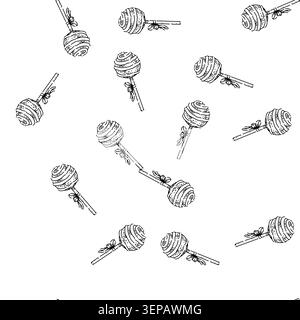seamless pattern candy sketch hand drawn vector sweet sugar, chocolate dessert, jelly lolly vintage black line illustration Stock Vector