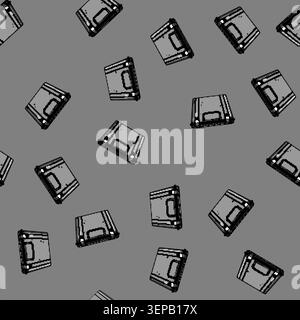 seamless pattern Gray plastic toolbox providing secure storage for various hand tools, hardware, and essential supplies, featuring durable constructio Stock Vector