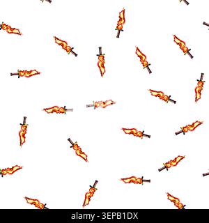 pattern game sword effect cartoon. cut blue, slash blade, light energy game sword effect sign vector Stock Vector