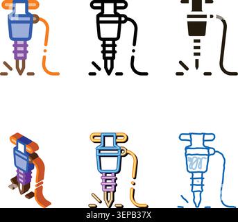 drill icon vector. drill sign. set color symbol Stock Vector