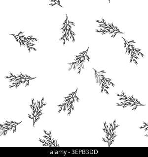 seamless pattern oatmeal oat plant hand drawn. bowl cereal, porridge breakfast, healthy blueberry, food s, fruit muesli oatmeal oat plant black sketch Stock Vector
