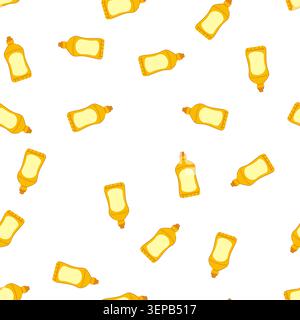 pattern squeeze mustard bottle cartoon. yellow plastic, cap label, spicy smooth squeeze mustard bottle sign. seamless symbol vector illustration Stock Vector