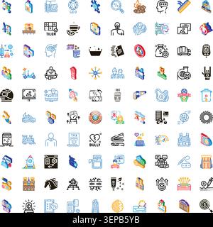 Gathering various isometric icons representing business, technology, science, health, industry, artificial intelligence, and global themes, creating a Stock Vector