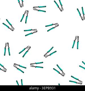 pattern equipment crimper tool cartoon. cable work, connection technology equipment crimper tool sign vector Stock Vector