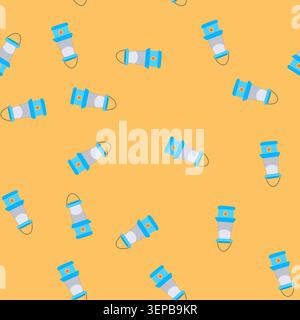 pattern oil camping lamp cartoon. light antique, camp fire oil camping lamp sign. seamless vector illustration Stock Vector