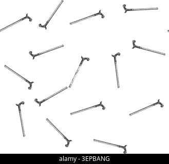 seamless pattern fashion cane stick gentleman hand drawn. accessory walking, elegance style, classic formal fashion cane stick gentleman black sketch Stock Vector