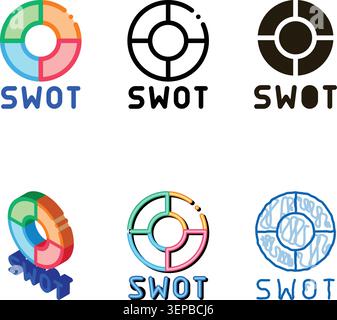 Swot Circle Form Icon Vector. Outline Swot Circle Form Sign. looks Isolated Contour Symbol Stock Vector
