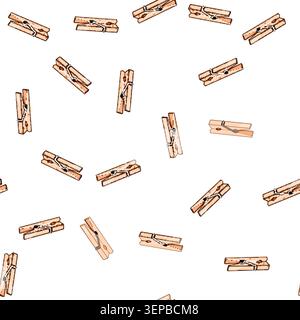 pattern peg clothespin cartoon. wooden plastic, grip line, secure hold peg clothespin sign vector Stock Vector