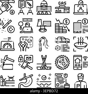 Collecting various line icons illustrating diverse concepts like business, technology, medical, and lifestyle activities, perfect for ui design and in Stock Vector