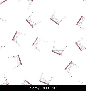 pattern single folding table cartoon. chair foldable, front furniture single folding table sign. seamless symbol vector illustration Stock Vector