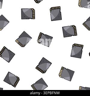 pattern terabyte sd card cartoon. read write, transfer secure, digital flash terabyte sd card sign vector Stock Vector
