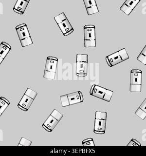seamless pattern Automatic pet feeder providing scheduled meals and convenient food access for dogs, cats, or other animals, featuring a minimalist de Stock Vector