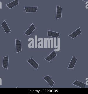 pattern cell solar panel cartoon. photovoltaic technology, sky field, renewable system cell solar panel sign. seamless vector illustration Stock Vector